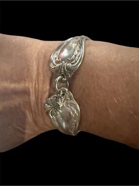 Silver Spoon Bracelet with Clover Charm -